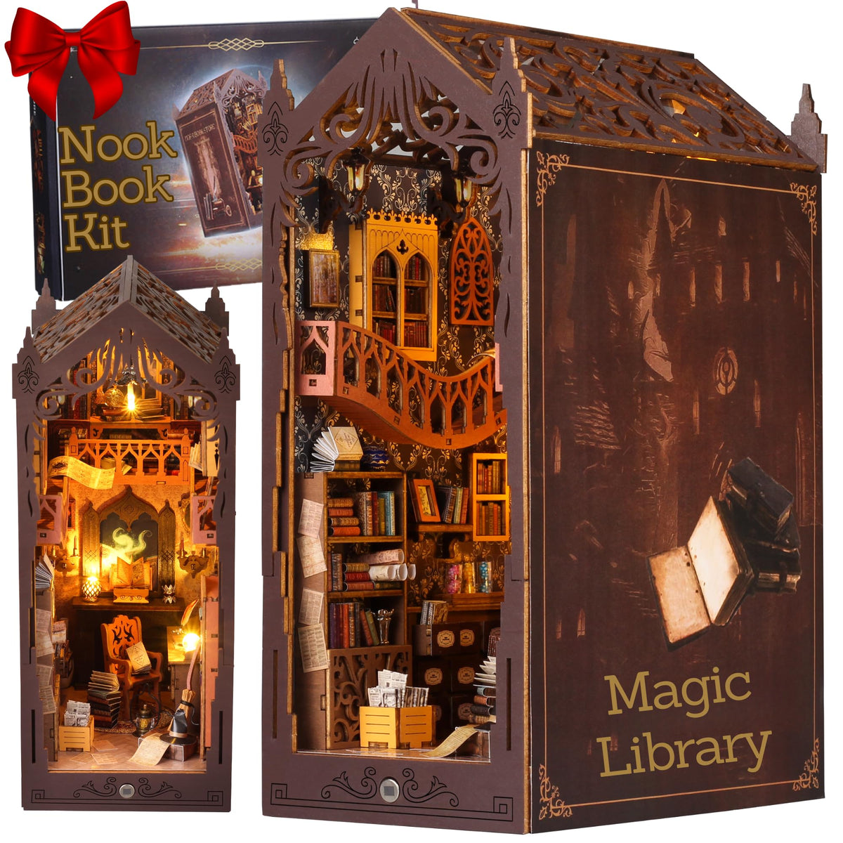 Library Book Nook Kit | DIY LED Miniature Bookshelf Insert
