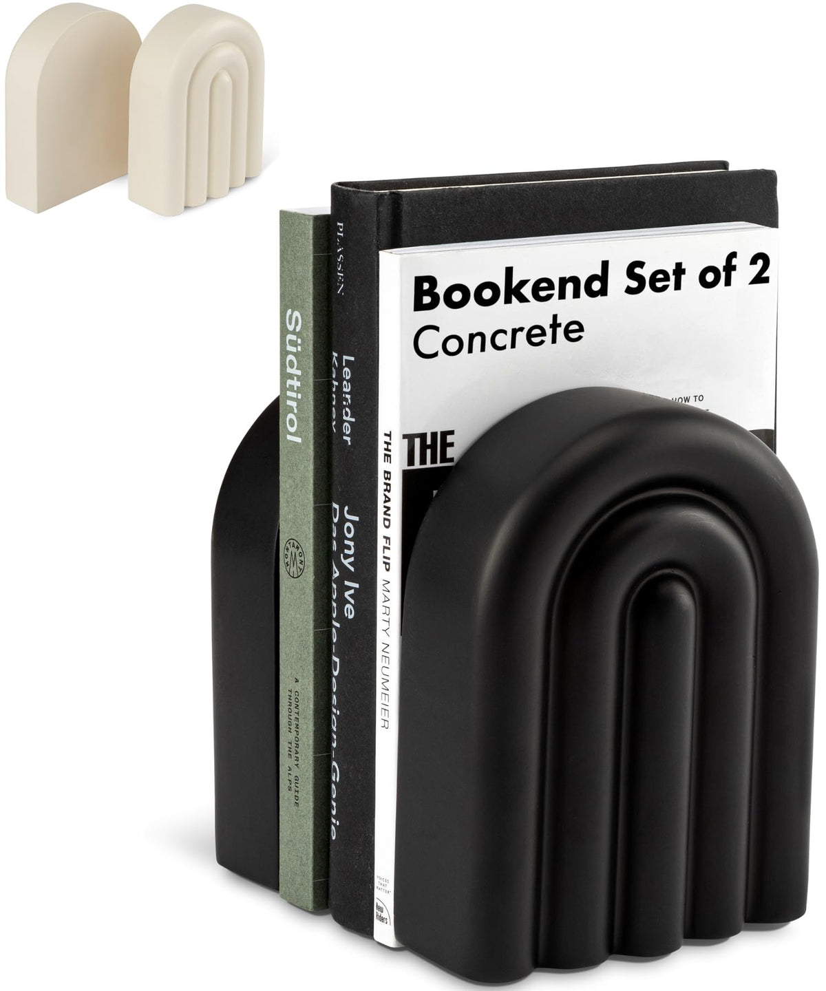 Heavy-Duty Concrete Bookends | Modern Black Book Ends
