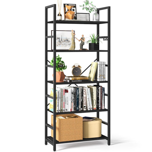 5-Tier Bookshelf | Tall Industrial Book Storage Organizer