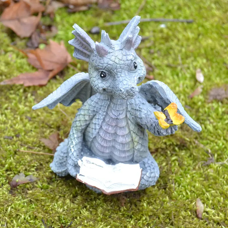 Dragon Book Sculpture | Cute Fantasy Bookshelf Decor