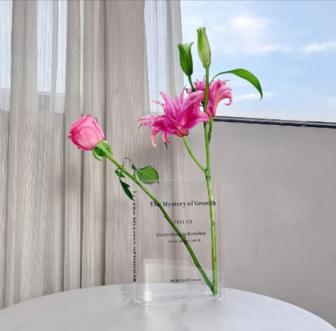 Acrylic Book Vase – Unique Bookshelf Decor for Readers