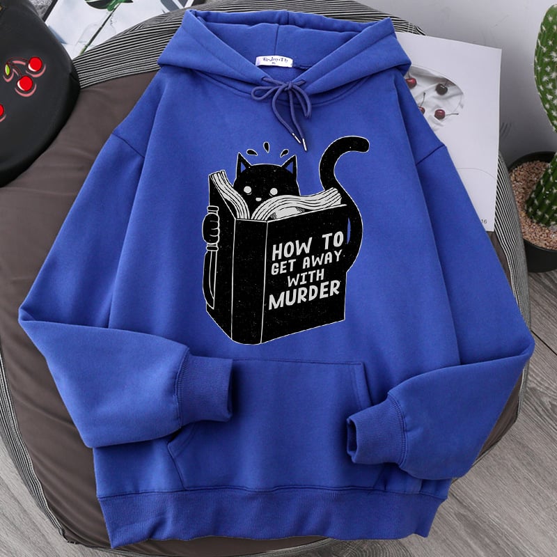 Cat Reading Hoodie | Cozy Book Lover Sweatshirt