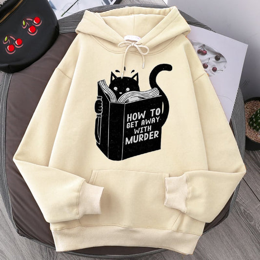 Cat Reading Hoodie | Cozy Book Lover Sweatshirt