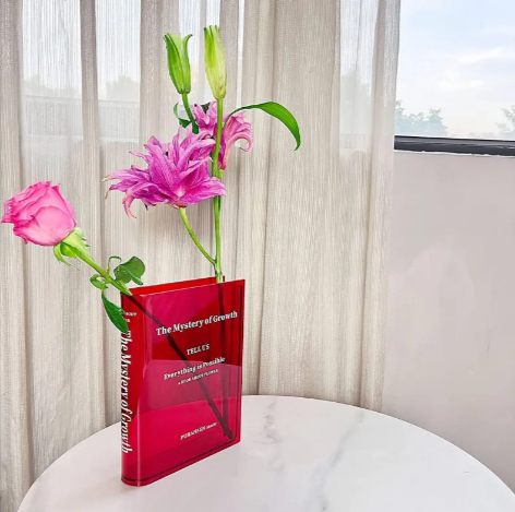 Acrylic Book Vase – Unique Bookshelf Decor for Readers