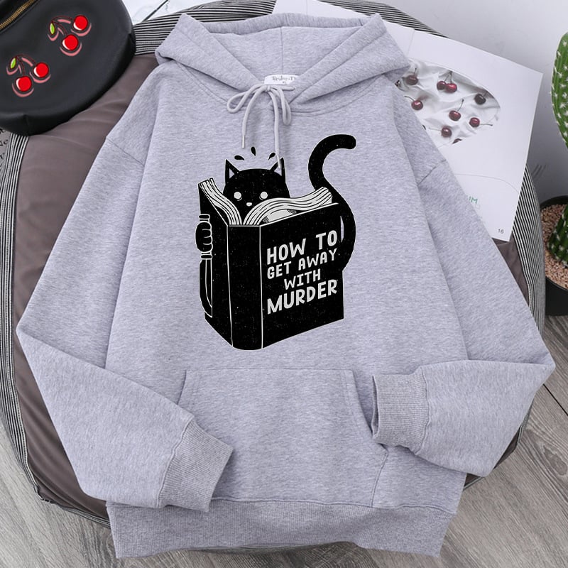 Cat Reading Hoodie | Cozy Book Lover Sweatshirt