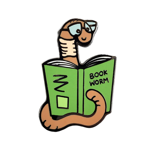 Bookworm Enamel Pin | Cute Book Lover Accessory