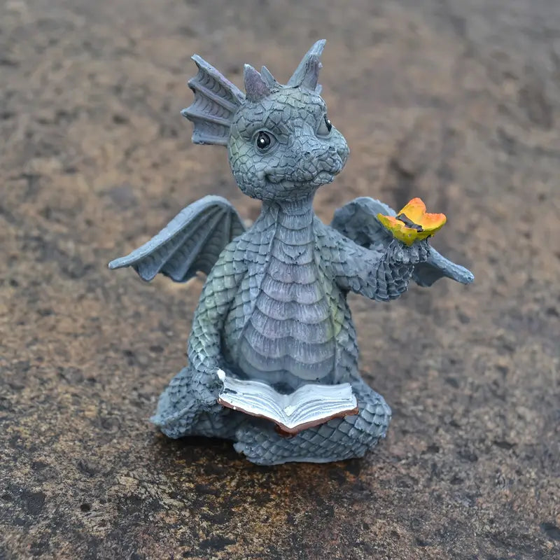Dragon Book Sculpture | Cute Fantasy Bookshelf Decor