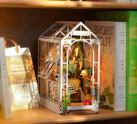 Garden House Book Nook Kit | DIY Miniature Bookshelf Decor