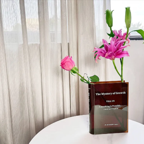 Acrylic Book Vase – Unique Bookshelf Decor for Readers