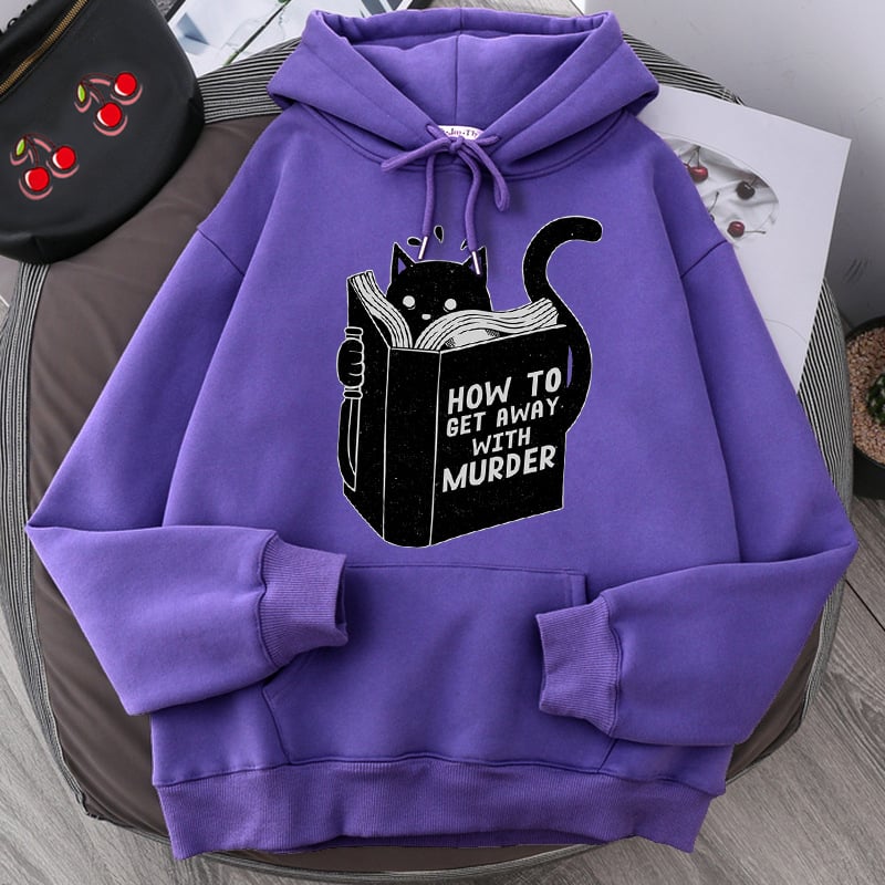 Cat Reading Hoodie | Cozy Book Lover Sweatshirt