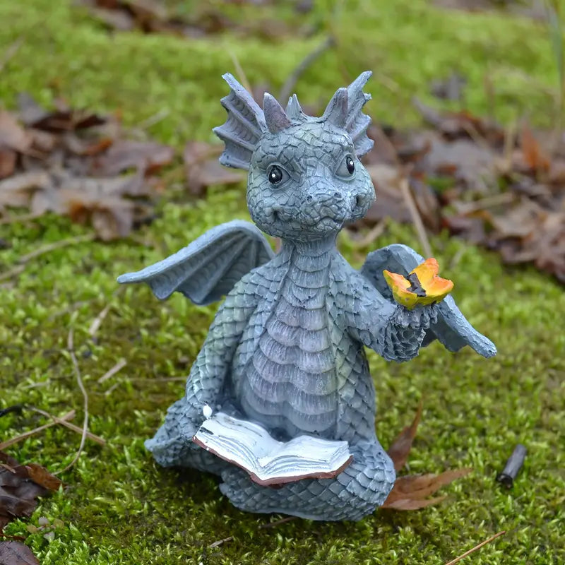 Dragon Book Sculpture | Cute Fantasy Bookshelf Decor