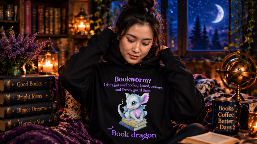 Book Dragon Hoodie | Cozy Bookworm Hoodie