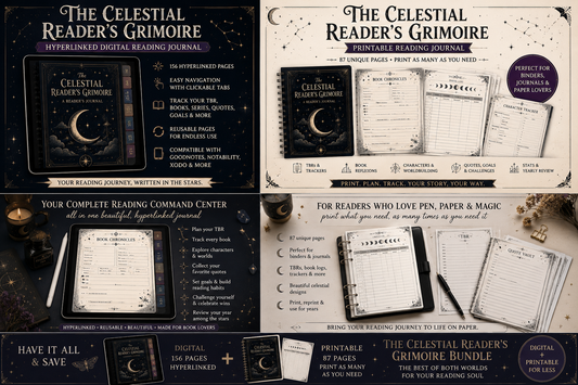 Digital + Printable Reading Journal Bundle | Celestial Grimoire