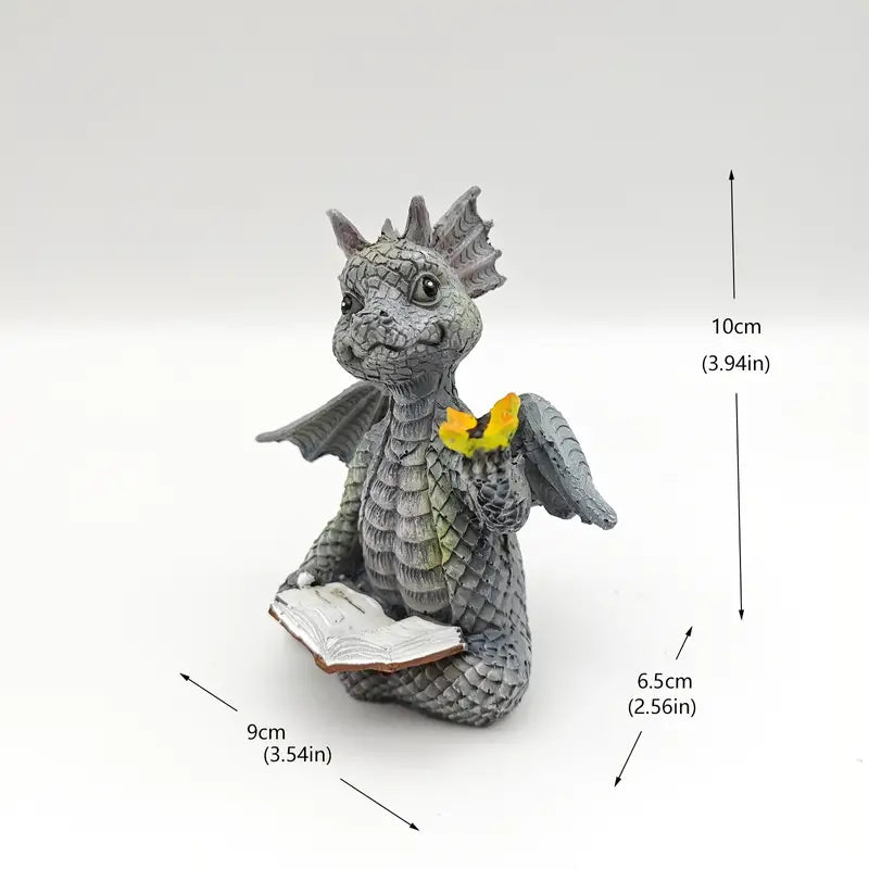 Dragon Book Sculpture | Cute Fantasy Bookshelf Decor