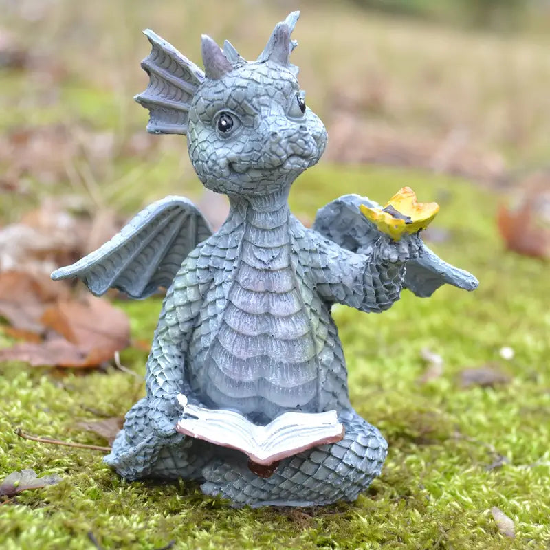 Dragon Book Sculpture | Cute Fantasy Bookshelf Decor