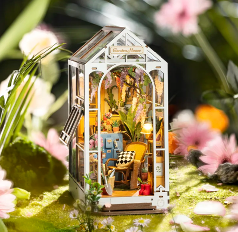 Garden House Book Nook Kit | DIY Miniature Bookshelf Decor