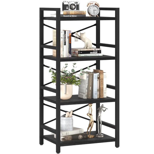 Small 4-Tier Bookshelf | Narrow Industrial Bookcase