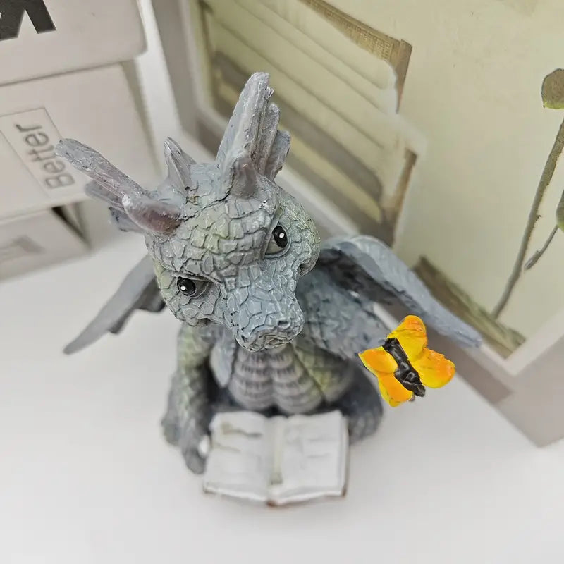 Dragon Book Sculpture | Cute Fantasy Bookshelf Decor