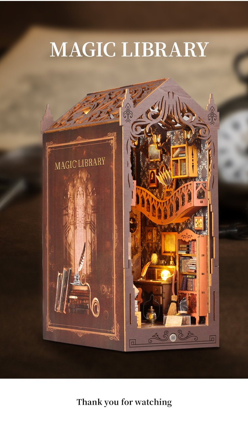 Library Book Nook | Miniature Bookshelf Insert Decor