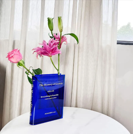 Acrylic Book Vase – Unique Bookshelf Decor for Readers