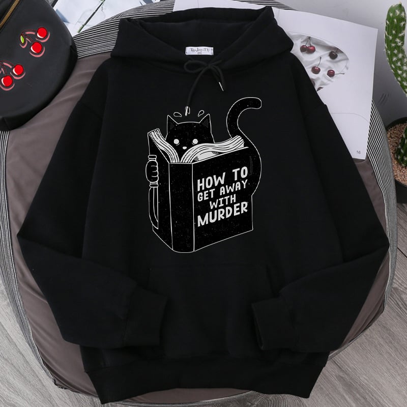 Cat Reading Hoodie | Cozy Book Lover Sweatshirt