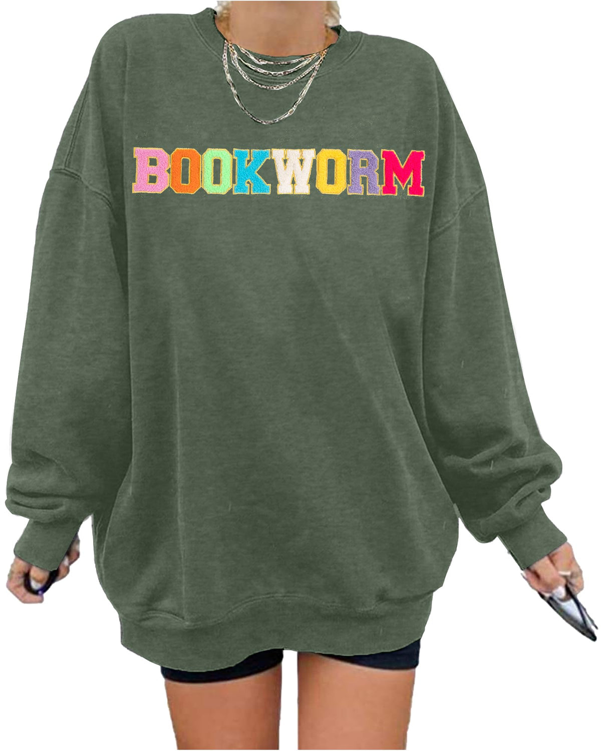 Bookworm Sweatshirt | Oversized Embroidered Bookish Sweater