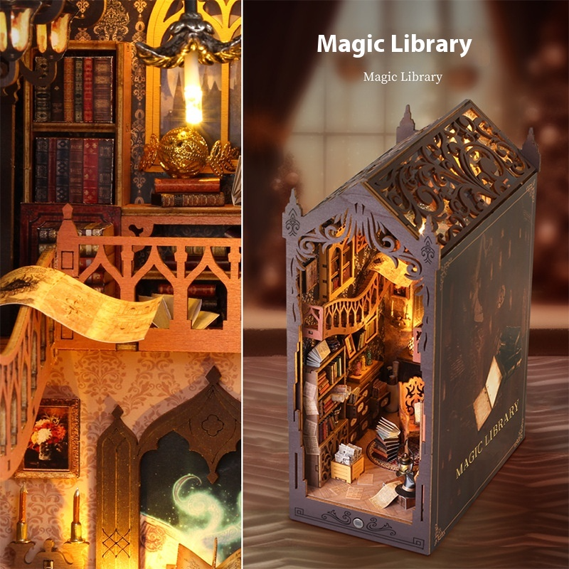 Library Book Nook | Miniature Bookshelf Insert Decor