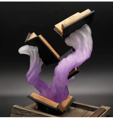Magic Dice Tower Book Ornament | Fantasy Resin Decor