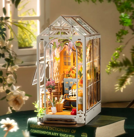 Garden House Book Nook Kit | DIY Miniature Bookshelf Decor