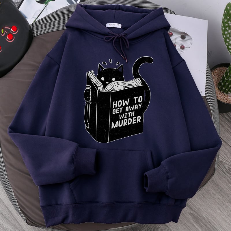 Cat Reading Hoodie | Cozy Book Lover Sweatshirt