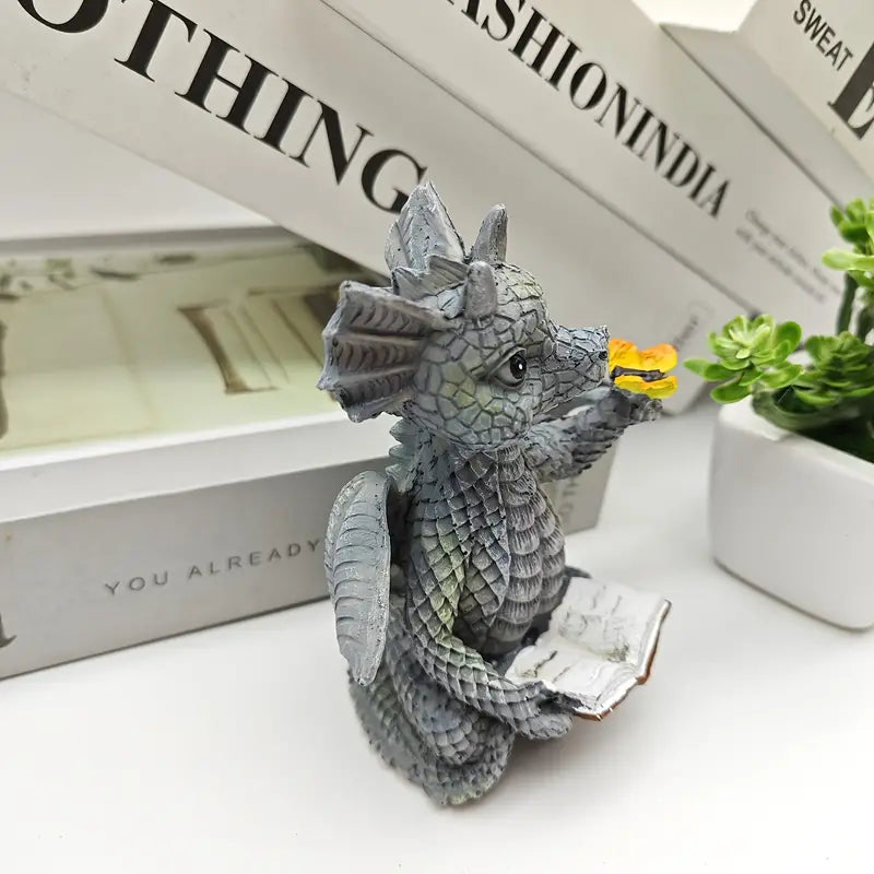 Dragon Book Sculpture | Cute Fantasy Bookshelf Decor
