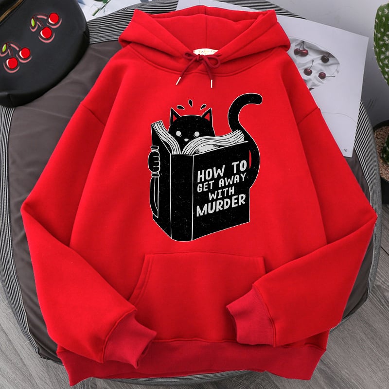 Cat Reading Hoodie | Cozy Book Lover Sweatshirt